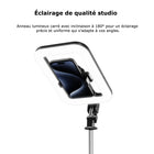MyBat - Trépied Spotlight Pro - Support en acier inoxydable avec anneau LED 9" et télécommande sans fil - Argent-Télécommande sans fil - Prenez photos ou vidéos à distance en toute simplicité