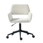 Homy Casa - Chaise de bureau moderne réglable en tissu chenille beige avec base noire-Hauteur Réglable : Personnalisez facilement la hauteur de la chaise selon vos préférences grâce au mécanisme de levage à gaz