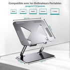 ShoppingAll - Support Élévateur Pour Ordinateurs Portables Et Tablettes Jusqu’à 17,3 Pouces – Noir-Ergonomique et Réglable – Inclinaison ajustable à 180° avec une hauteur de 50 mm à 170 mm pour réduire les douleurs au dos et au cou.