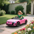 Aosom 12V Audi RS e-tron GT Kids Electric Ride-On Car with Remote Control - Pink-Separate horn and music buttons on the steering wheel for loud and clear audio 