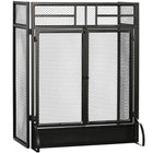 HOMCOM 3-Panel Folding Freestanding Fireplace Screen with Door - Black-With double door for easily adding the fuel, cleaning the ashes and etc. 