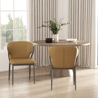 Manhattan Comfort Kirsten 20.5" Modern Leatherette Upholstered Dining Chair - Camel - Set of 2-Upholstered in Luxurious Leatherette with Fine Stitching