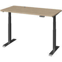 MotionGrey - Bureau assis-debout électrique à double moteur, réglable en hauteur, 140 po de largeur - Cadre noir-MotionGrey Plateau stratifié de haute qualité (140 x 71 x 2,5 cm) • Double moteur allemand - vitesse de réglage plus rapide (38 mm/s) • Capacité de charge de 113 kg (250 lb) • Clavier à affichage numérique avec mémoire