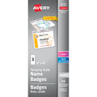 Avery Convention Style Laser/Inkjet Name Badge Kit, 4" x 3", 24 Pack, (74465)-Convention / Hanging Style