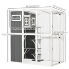 PawHut 66.5"L Outdoor Wooden Catio Walk-in Cat House with Jump Platforms - White-Window and round door opening for cats observing outside 