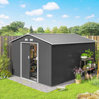 Outsunny - Abri de jardin 9'x10,6' avec kit de fondation en acier, gris clair-Construit en acier galvanisé avec finition peinte pour protection contre les intempéries