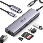 UGREEN - Hub USB-C HDMI 4K 7 en 1 Revodok-Le port USB-C PD offre une recharge rapide jusqu’à 100W (Remarque : un adaptateur de 100W est requis. Ce port ne permet pas le transfert de données, il est uniquement destiné à la recharge).