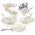 Gotham Steel - Batterie de cuisine antiadhésive en céramique 12 pièces - Crème-Gotham Steel cookware : plus de 30 m de clients satisfaits. nouveau en 2023 : antiadhésif céramique renforcé, poignées froides, finition plus durable, renfort diamant