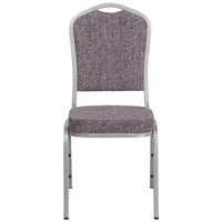 Flash Furniture HERCULES Series Crown Back Stacking Banquet Chairs with Herrwithgbone Fabric & Silver Frame - 4 Pack-Set of 4 Multipurpose Banquet Chairs