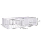 PawHut Whelping Box for Dogs with Removable Doors - 81" L x 39" W x 20" H - White-Left side offers a wind-resistant habitat for the pups