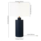 Hudson&Canal - Lampe de table Carlina en céramique de 63 cm de haut avec abat-jour en tissu - Bleu marine mat/blanc-Comprend un cordon de 6 pieds avec interrupteur à prise rotative