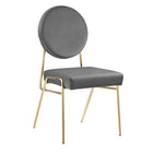 Modway Craft Performance Velvet Dining Side Chairs - Gold/Grey - 2 Pack-Mid-Century Modern Dining Chairs