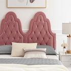 Modway Alexandria Tufté Performance Velours Lit Plateforme Twin Avec Pieds en Métal Doré - Vieux Rose-Système de soutien en lattes de bois