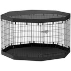 PawHut 8-Panel Foldable Dog Playpen with Bottom Pad & Top Cover - 36" H-Waterproof bottom fabric prevents moisture and ensures dry comfort