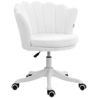 HOMCOM - Chaise de bureau en polaire sherpa à dossier moyen avec roulettes pivotantes - blanc-Les lignes du dossier et l’assise épaisse de la chaise de bureau rose offrent un confort accru