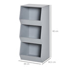 HOMCOM Kids Storage Cabinet with 3 Shelves for Play Room, Bedroom - Grey-Anti-toppling set for kids' safety

