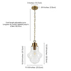 Hudson&Canal - Suspension Annie de 23,1 cm de large avec abat-jour en verre - Laiton/Transparent-Dimensions du produit : 9" L x 9" l x 12" H