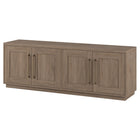 Hudson&Canal Tillman TV Stand for TV's up to 75" Antiqued Grey Oak-The top has a weight capacity of 75lbs, lower shelves can hold 25lbs each