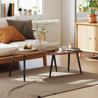 HOMCOM - Tables basses gigognes avec pieds en acier - brun - Paquet de 2-Finition effet bois chaleureux avec pieds noirs mats pour un style industriel