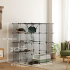 PawHut Indoor 4 Tier Cat Cage with Hammock and Doors - Black-63 customizable panels enable personalized cage shapes and sizes 