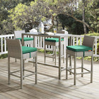 Modway - Conduit Terrasse extérieure Rotin en osier Tabouret de bar - Gris vert clair - Ensemble de 4-Cadre en aluminium revêtu en poudre