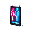 Futech Indoor Restroom Sign - 8.75" x 11.5" - Blue/Red Neon-Bright, Steady LED Illumination: Constant light output clearly signals your business is open, making it easy for customers to spot your storefront at a glance.