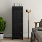 HOMCOM 40" H Kitchen Pantry Cabinet with Adjustable Shelves and Single Door for Dining Room - Black-Alloy handle and magnetic door make it easy to open and close 