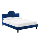 Modway Soleil Performance Velvet King Bed - Navy-Tapered Black Wood Legs