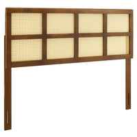 Modway - Luana Canne Tête de lit complète, Noyer-Tête de lit en bois entier
