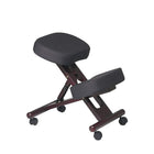 Nicer Furniture - chaise à genoux avec mousse à mémoire de forme - cadre en bois expresso - tissu noir-Siège et repose-genoux en tissu épais rembourrés conçus pour le confort