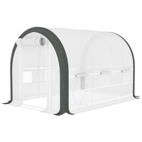 Outsunny Walk-in Tunnel Greenhouse with Zipped Roll Up Mesh Door - 10' x 6.6' x 6.6' - Galvanised steel frame with upgraded reinforcing design for a stable structure
 