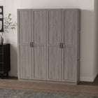 Manhattan Comfort Cornelia 59.22" 2-Piece Modern 11-Shelf Storage Closet - Grey-Sleek vertical rectangular door panels with black metal handles