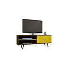 Manhattan Comfort Liberty MDP and MDF 62.99"W TV Stand, Rustic Brown and Yellow (201AMC94)-Free Standing TV Stand for Living Room and Bedroom use.