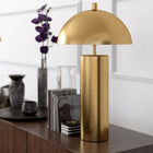 Hudson&Canal York 27" Tall Table Lamp with Metal Shade - Brass/Brass-Handcrafted brass finish is applied to the candlestick metal base