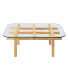 Modway Isby 35" Tempered Glass Coffee Table - Oak-Non-Marking Foot Caps
