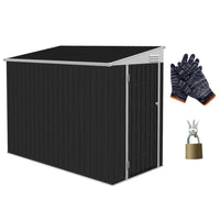 Outsunny Lean-to Outdoor Shed with Lock - 4' x 8' - Dark Grey-Steel structure provides reliable support and is resistant to rust 