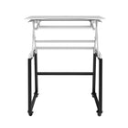 Rocelco 40" Deluxe Adjustable Height Desk Riser and Floor Stand Bundle - White/Black-MINIMAL ASSEMBLY REQUIRED: Standing Desk legs attach in minutes and you're ready to go