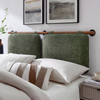 Modway Anela Wall-Mounted Chenille Upholstered King Size Headboard - Sage Walnut-Velcro Straps