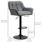 HOMCOM - Tabourets de bar pivotants réglables en tissu capitonné - gris - paquet de 2-Le siège pivotant permet une rotation libre à 360 degrés 
