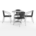 Flash Furniture 27.5'' Square Aluminum Indoor-Outdoor Table with 4 Black Rattan Chairs (TLH-ALUM-28SQ-020BKCHR4-GG)-Warranty: 5 Year Limited (non moving metal parts), 2 years on moving parts (details with product)