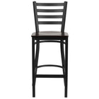 Flash Furniture – Tabouret bistro HERCULES en métal, dossier à traverses, noir, siège en noyer (XUDG697BBARWAW)-Assemblage soudé