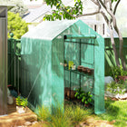 Outsunny 73" x 47" x 75" Walk-in Greenhouse with Roll-up Door and 4 Shelves - Green- 4 wired panels to provide ample space for plant storage and allow them for healthy breathing   
 