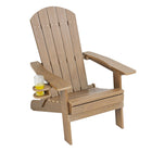 Backyard Lifestyles Folding Adirondack Chair with Hideaway Footrest & Cup Holder - Brown-Classic Comfortable Design.