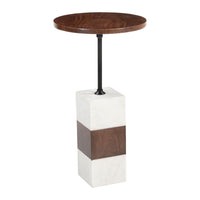 Zuo Stuk Side Table - Brown/White-Natural Marble round shape tabletop