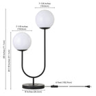 Hudson&Canal - Lampe de table Dufrene à 2 lumières avec abat-jour en verre - Bronze noirci/lait blanc-Comprend un cordon de 6 pieds avec interrupteur à bascule