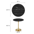 Modway Lippa 20" Round Faux Marble Side Table - Gold Black-Artificial Marble Tabletop