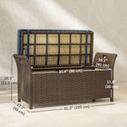 Outsunny 2-In-1 Patio Wicker Storage Bench with Handles and Cushion - Navy Blue-Hinges on the seat, easily opening and placing items inside