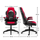 Emerge - Fauteuil de jeu en cuir reconstitué Vortex de la gamme - noir et rouge-Accoudoirs rabattables et réglables : 28,3 à 32,1 haut. x 21,7 larg. (po)