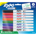 Expo Low Odour Dry Erase Markers - Ultrafine Tip - Assorted Colours - 8 Pack-Dry Erase