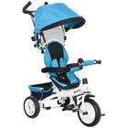 Qaba - Tricycle poussette 6 en 1 pour bébé avec panier et canopée - bleu-Conception 6-en-1 qui évolue avec votre enfant pour des années d’amusement 